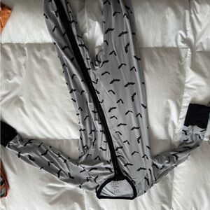 Gray Bat Print Onesie Pajamas